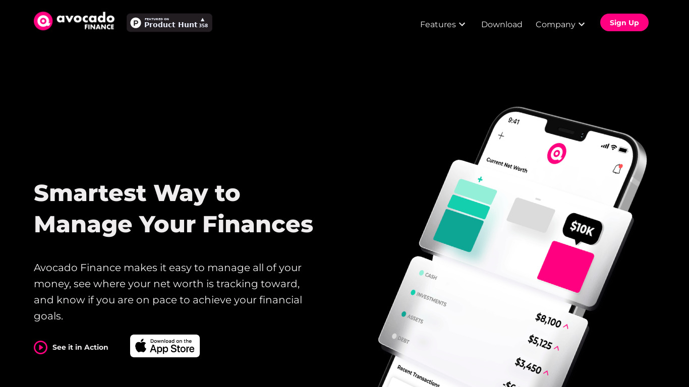 Avocado Finance Landing page