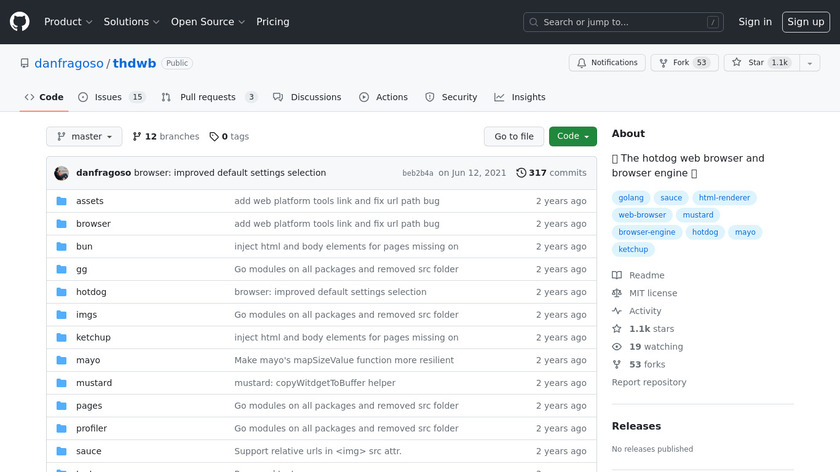 The Hotdog Web Browser Landing Page