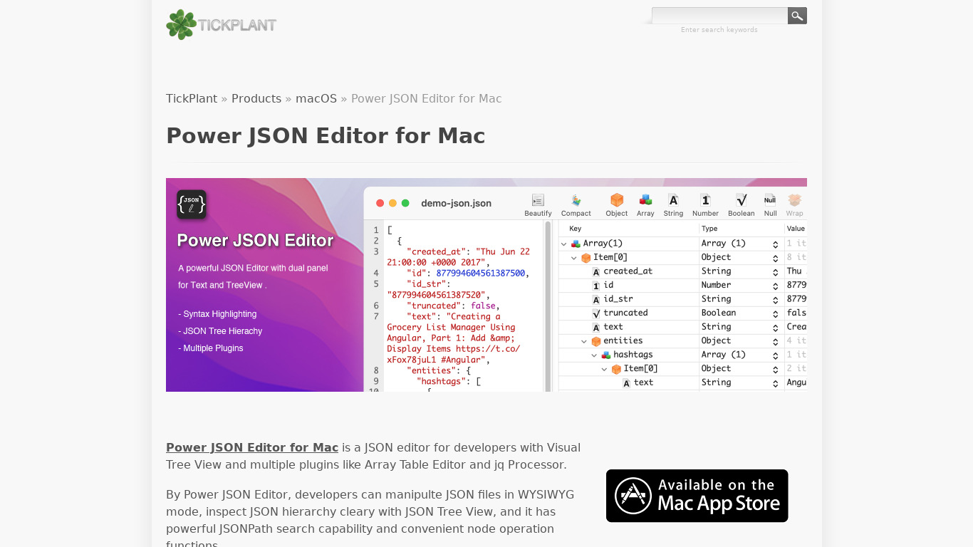 Power JSON Editor Landing page