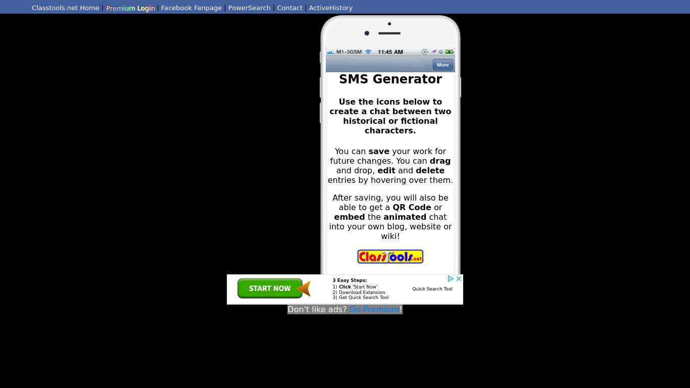 SMS Class Tools Landing page