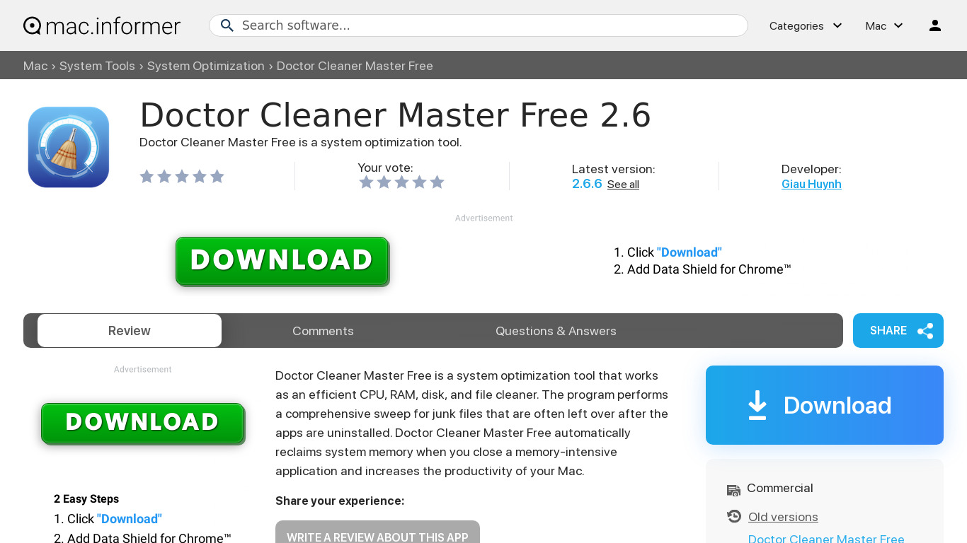 Doctor Cleaner Master Free Landing page