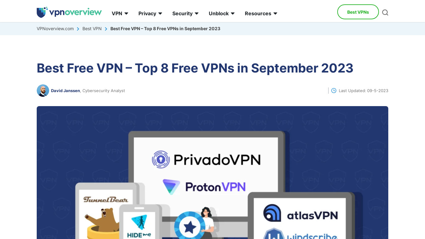 Invisible NET Free VPN Landing page