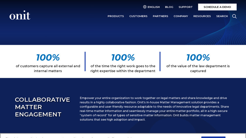 Onit Matter Management Landing Page