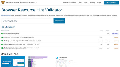 Browser Resource Hint Validator screenshot