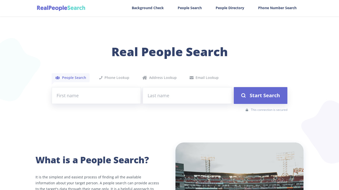 RealPeopleSearch Landing page