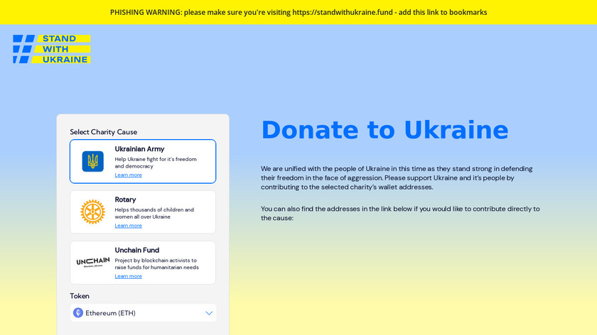 #StandWithUkraine Crypto Fund Landing Page