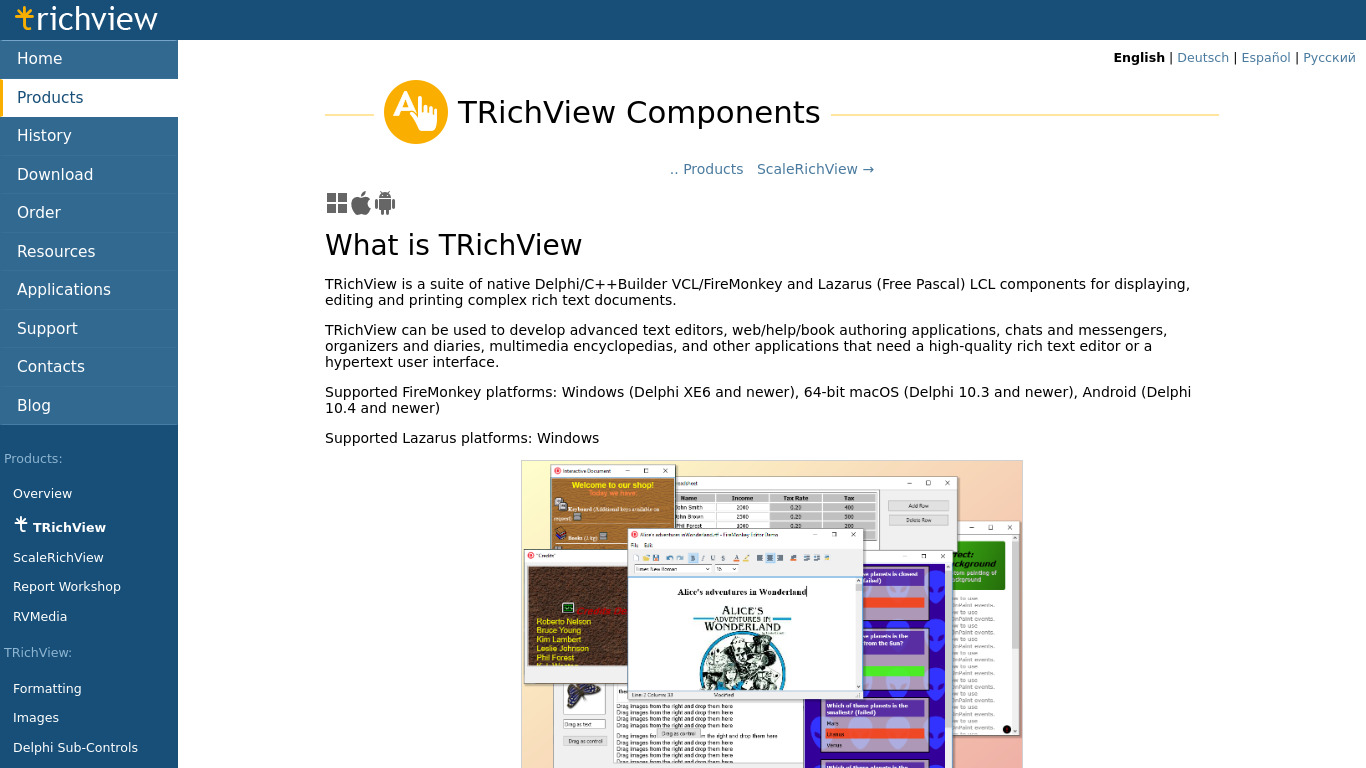 TRichView Components Landing page