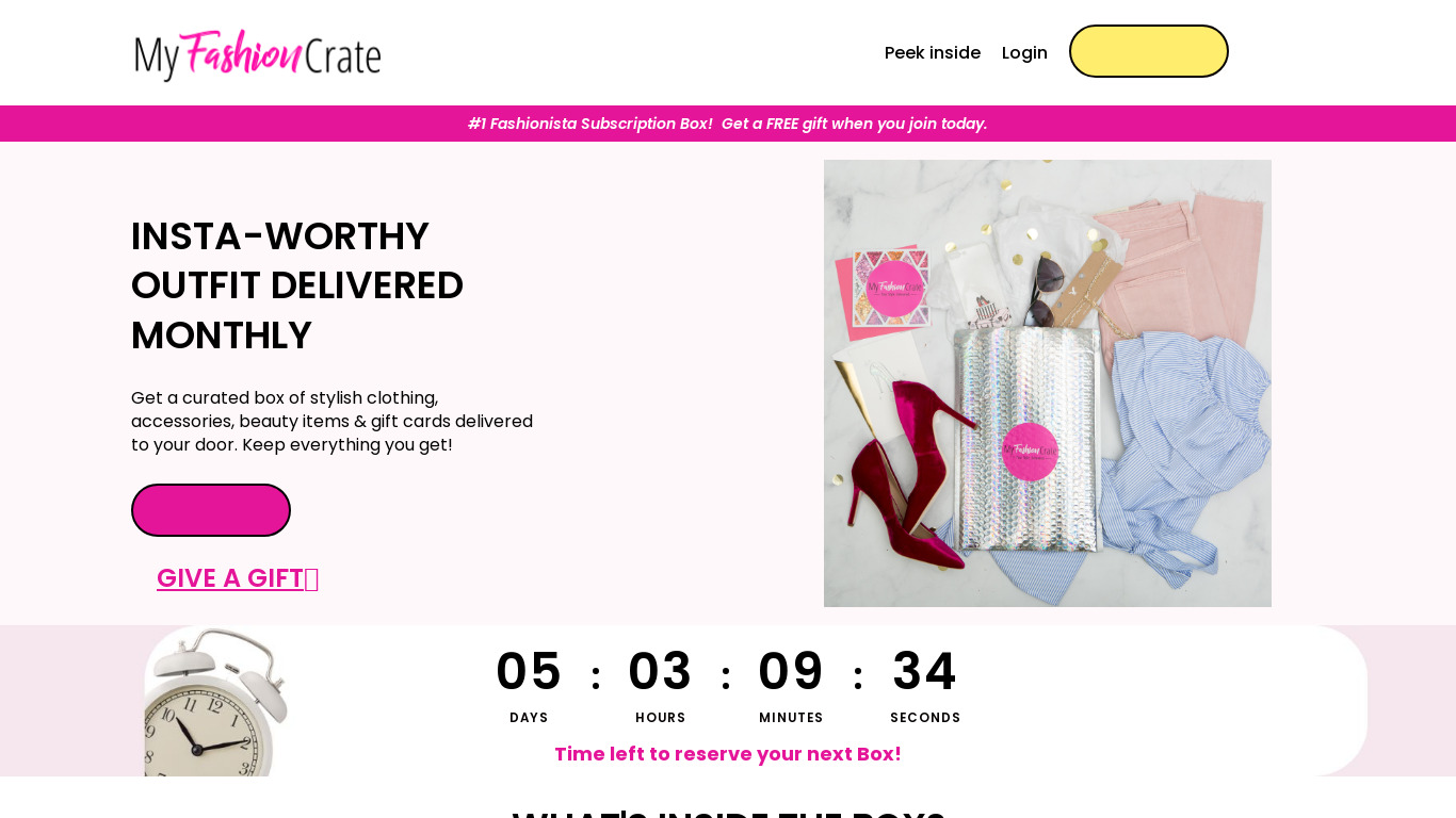 My Fashion Crate Landing page