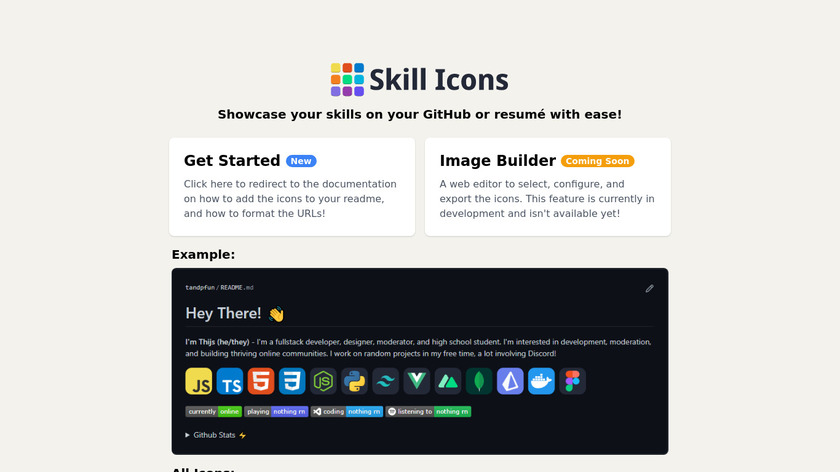 Skill Icons Landing Page