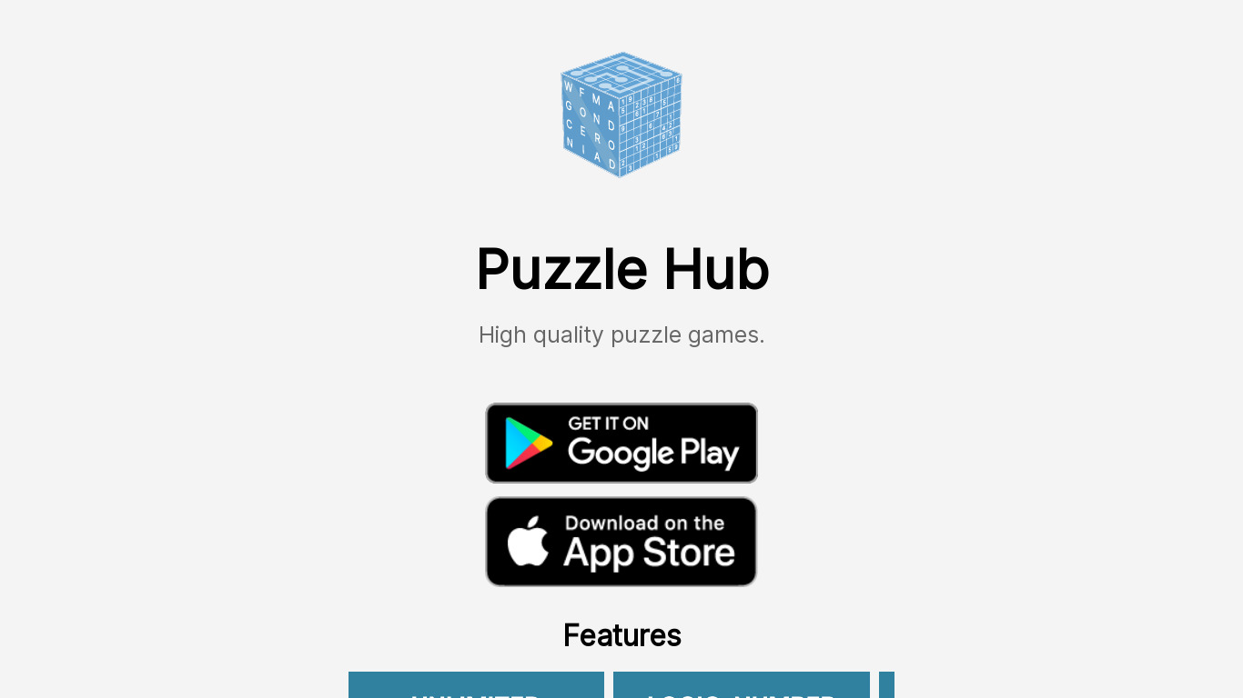 Puzzle Hub Landing page