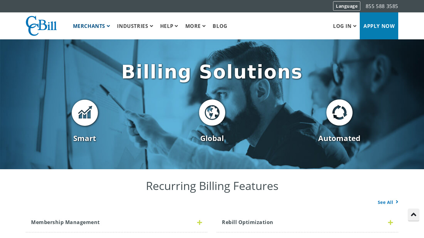 CCBill Billing Solutions Landing page