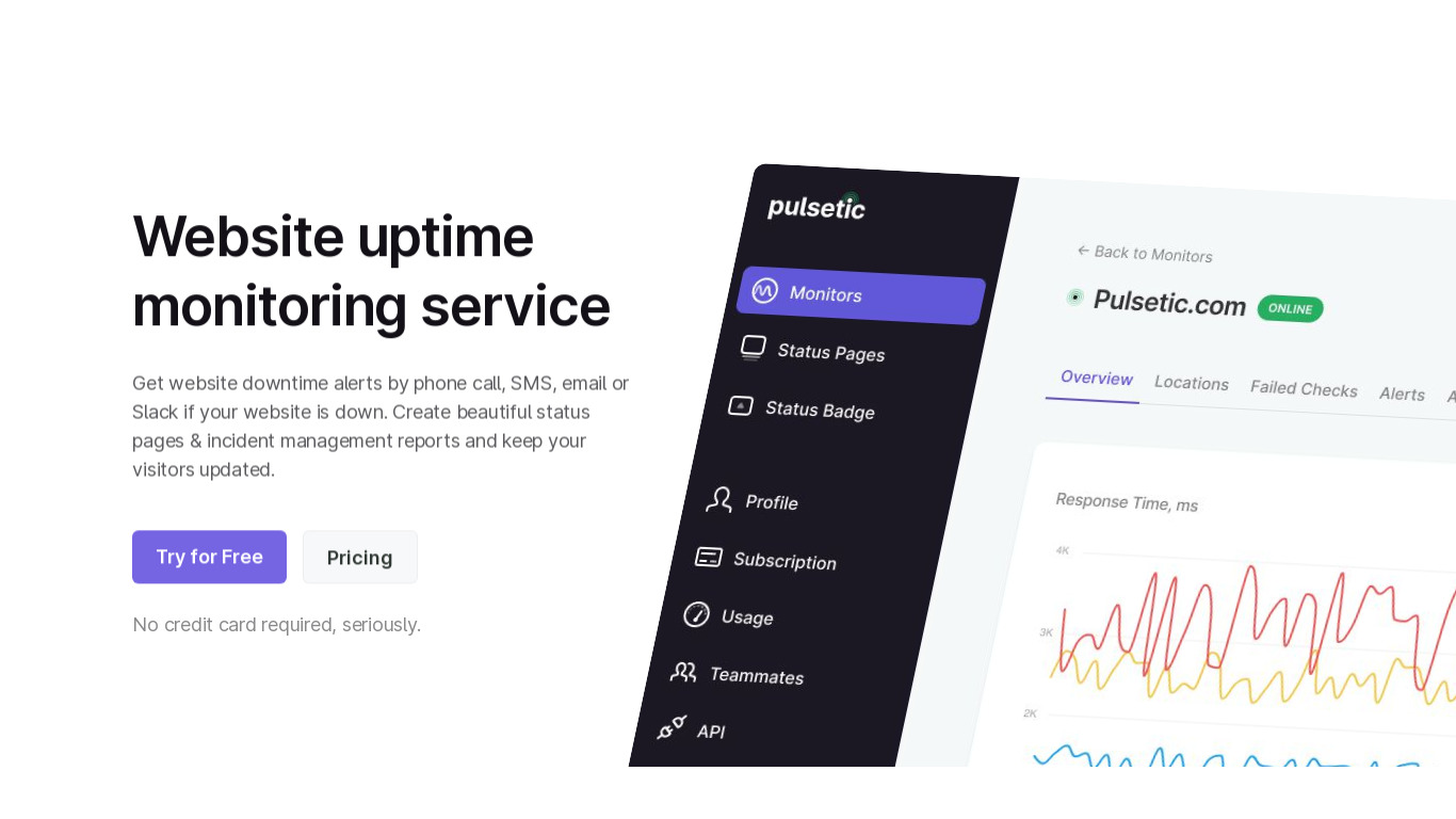 Pulsetic Landing page