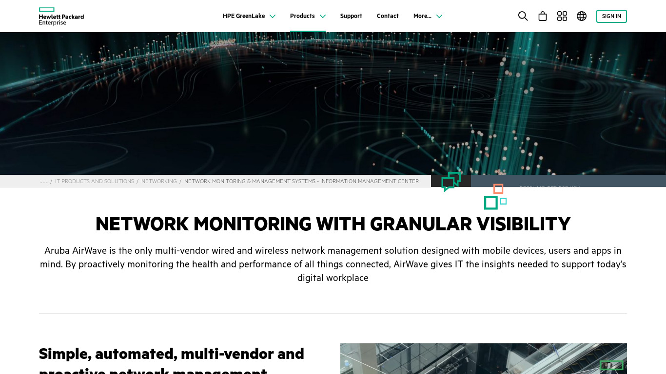 HPE Network Monitoring and Management Landing page