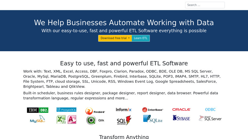 ETL tools Landing Page