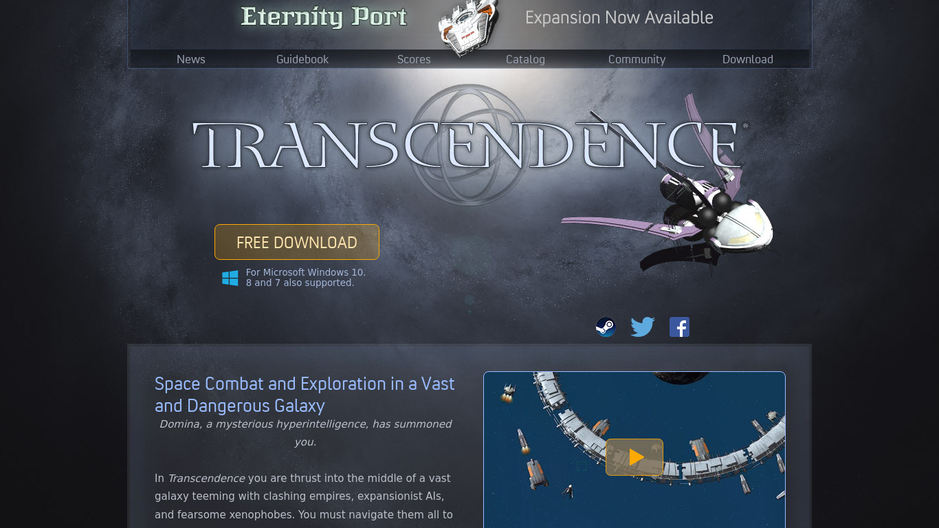 Transcendence Landing page