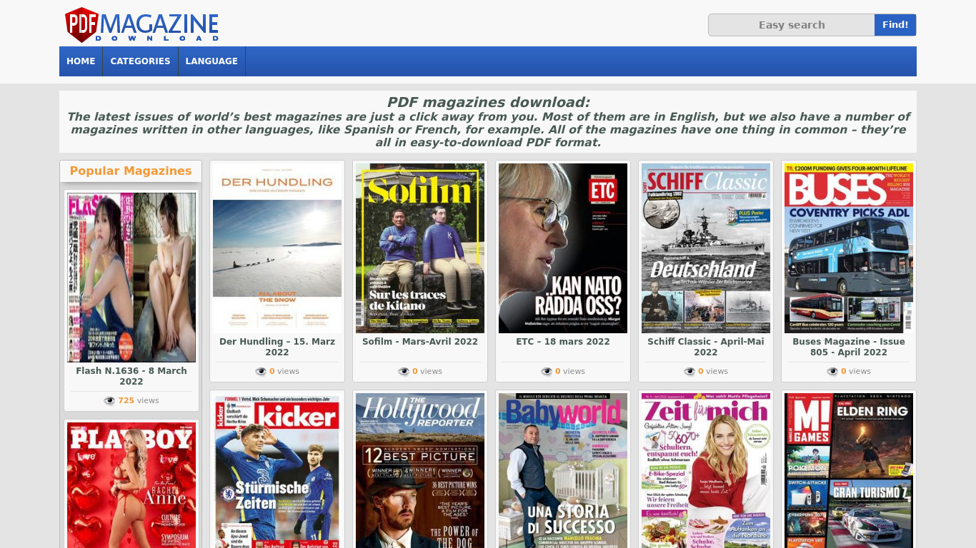 PDF Magazine Download Landing page