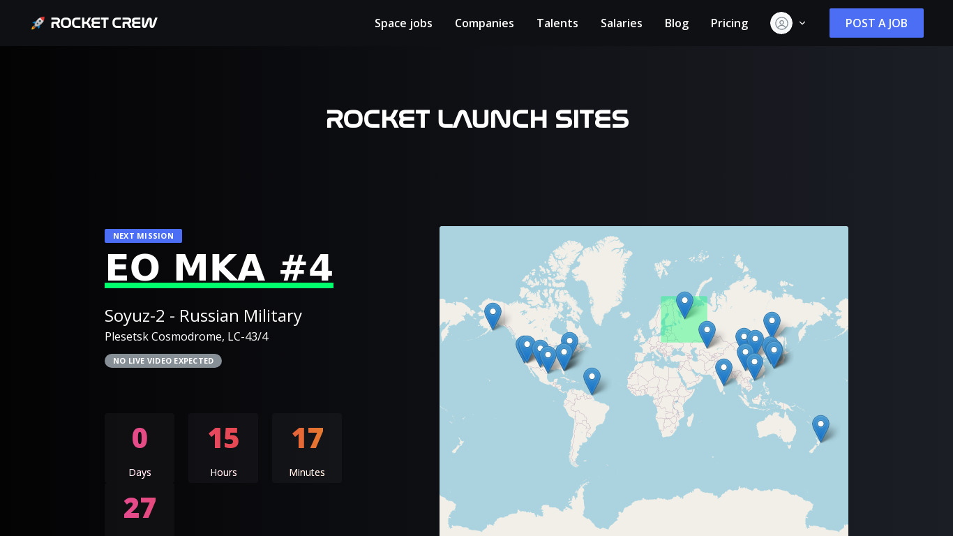 Rocket Launch Landing page