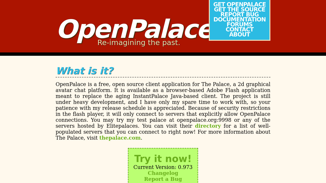 OpenPalace Landing page