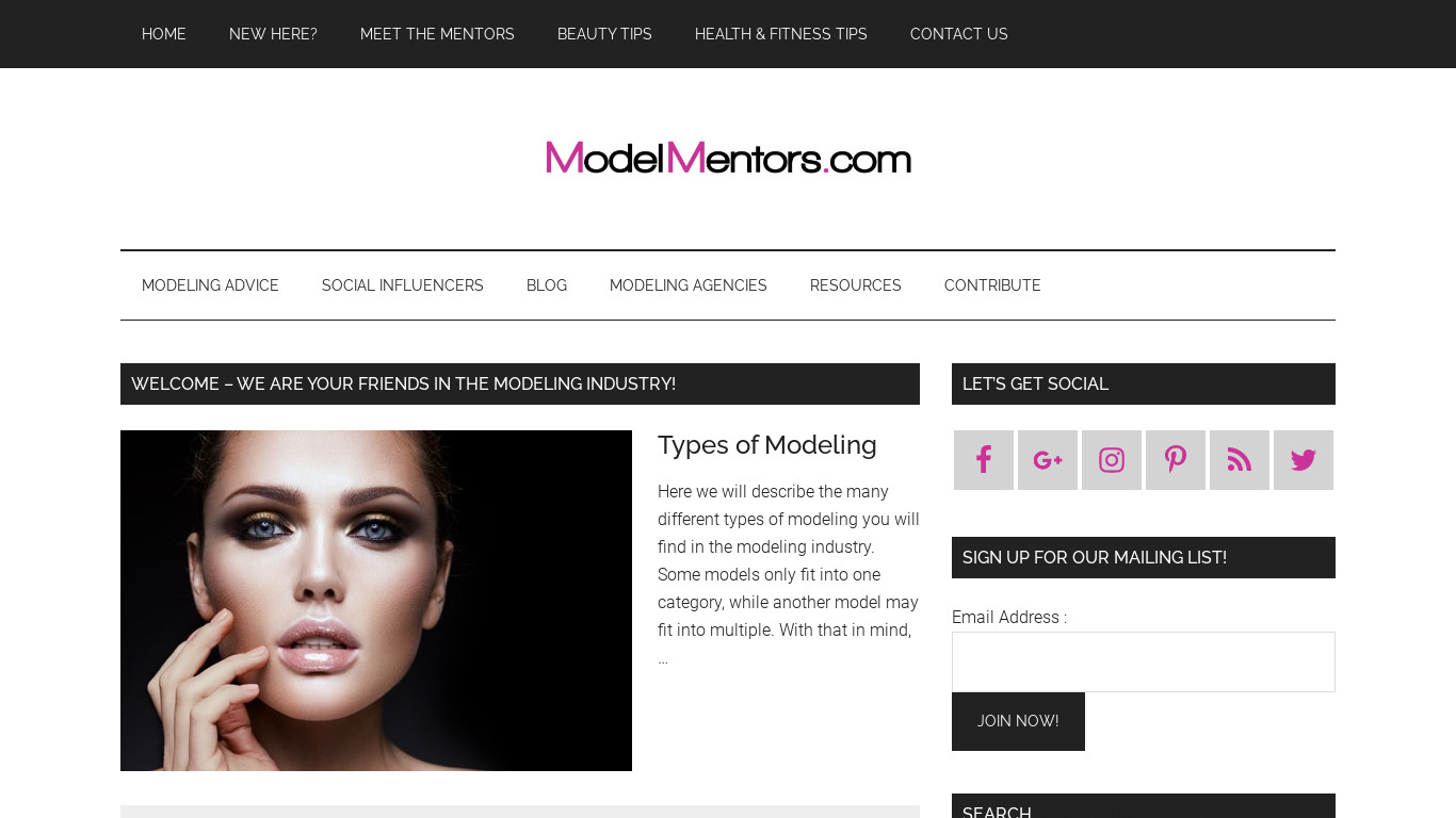 Model Mentors Landing page