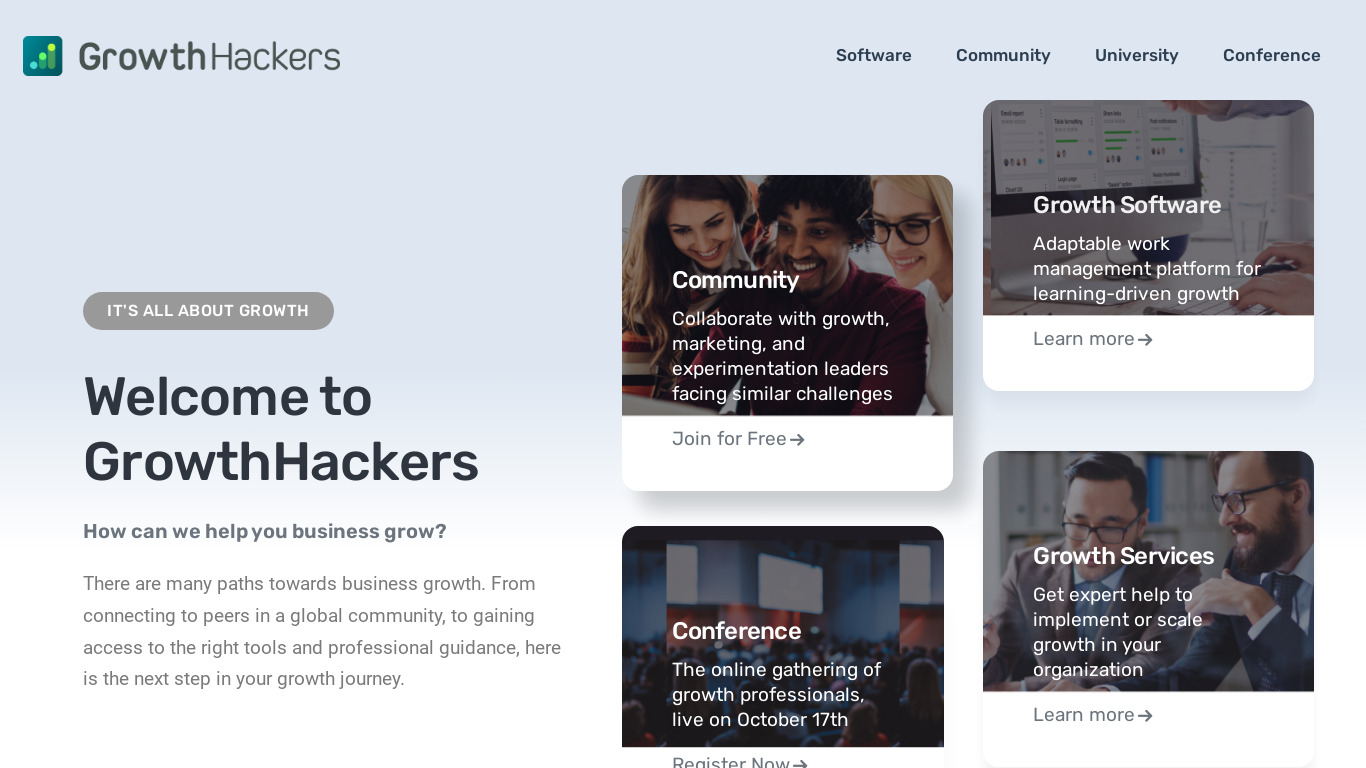 GrowthHackers Projects Landing page