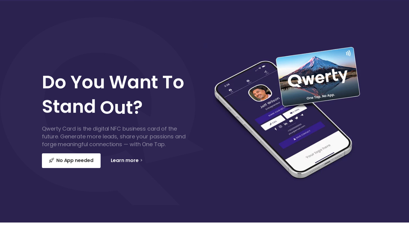 Qwerty Card Landing page