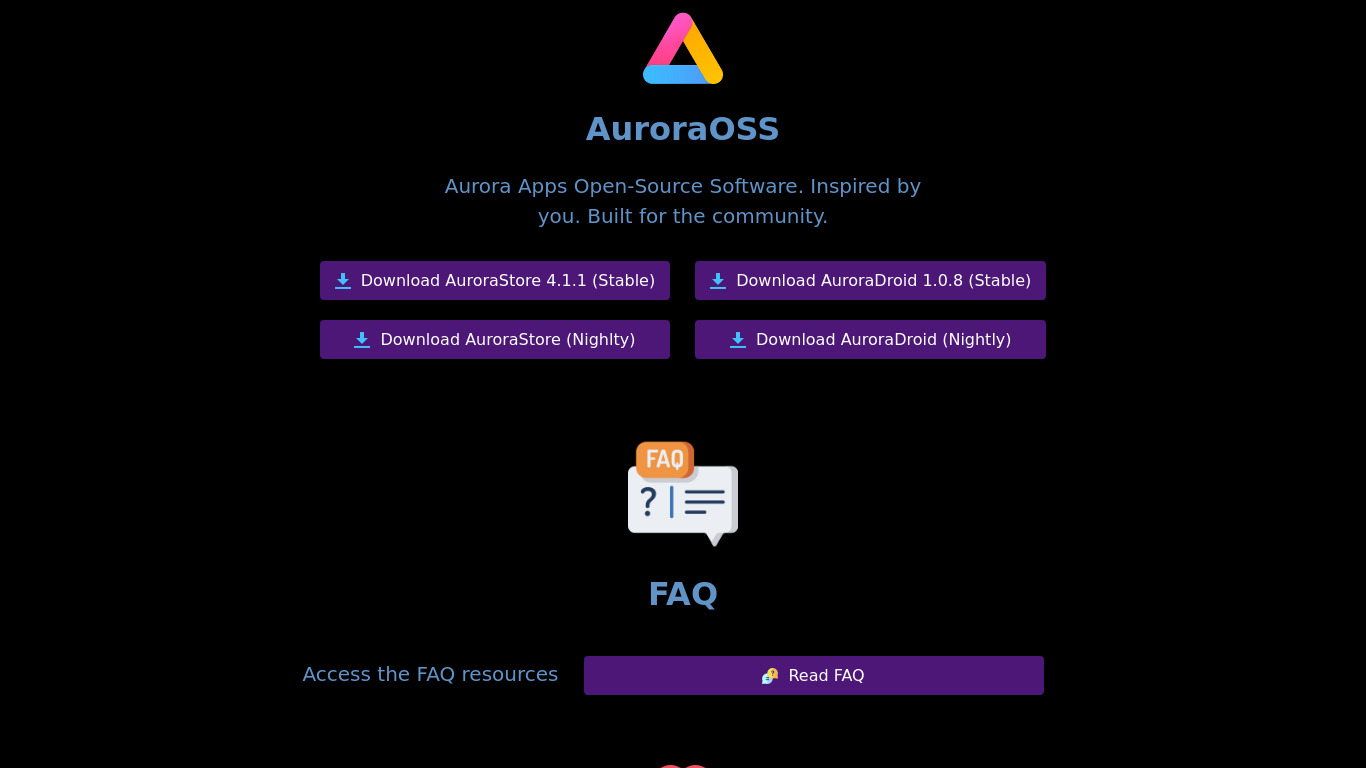 Aurora Store Landing page