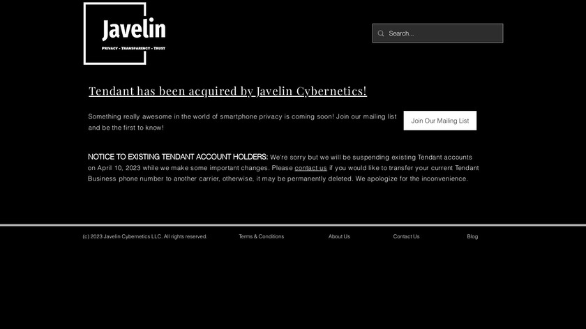 Tendant Landing Page