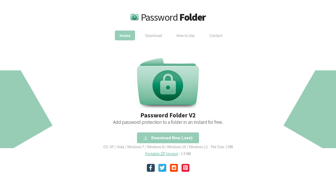 Password Folder Landing page