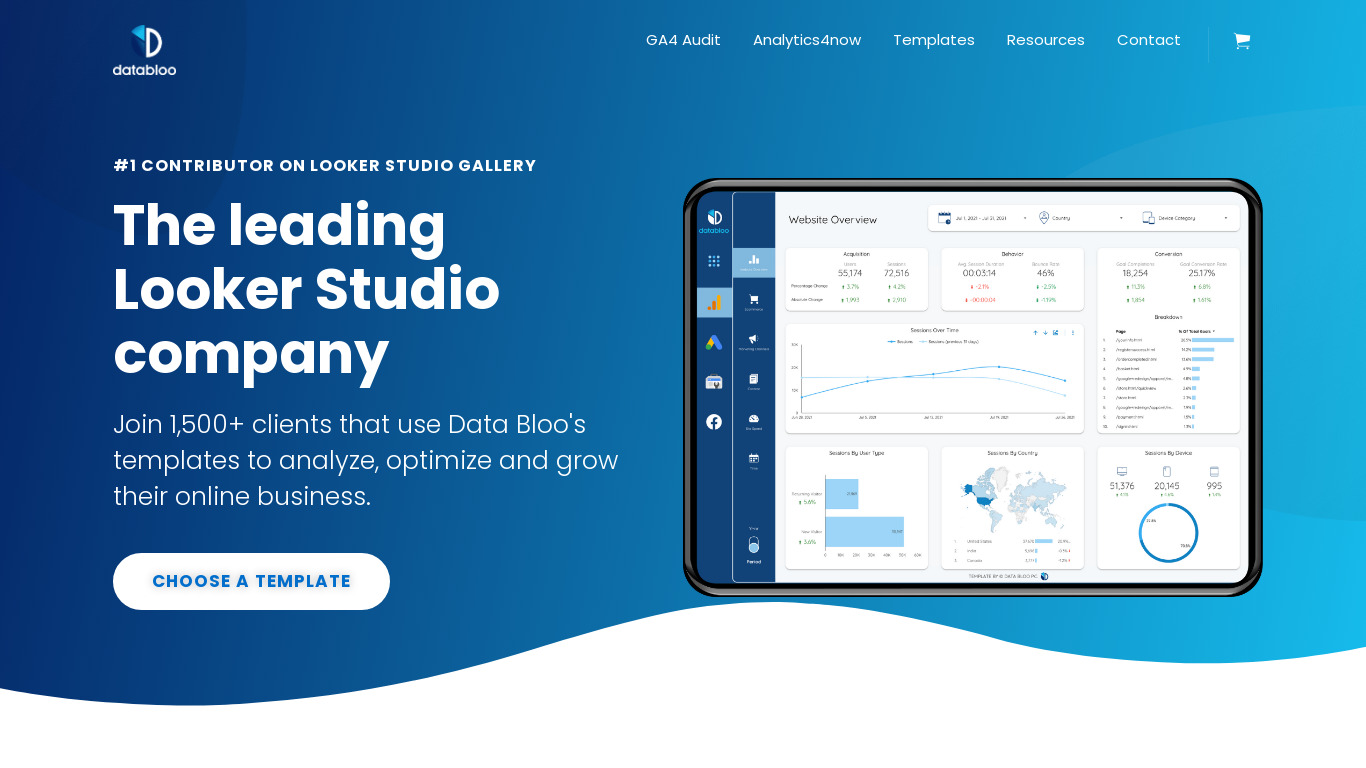 Data Bloo Landing page