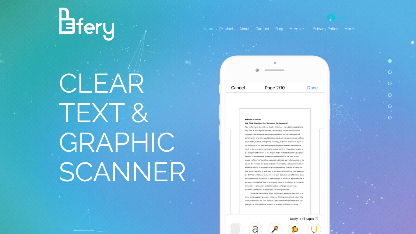 Bfery Easy Scanner Landing page