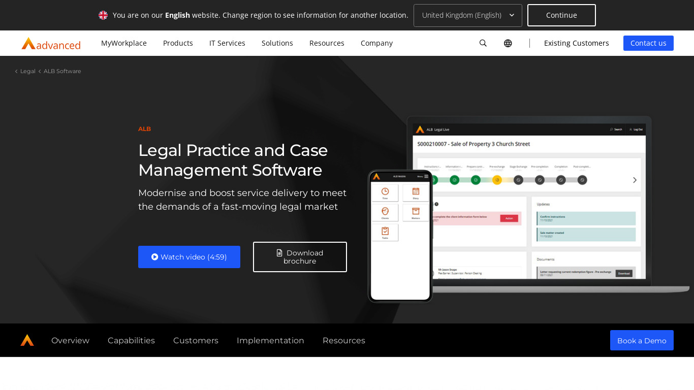 ALB Legal Software Landing page