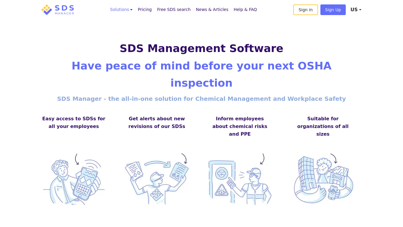 SdsManager Landing page