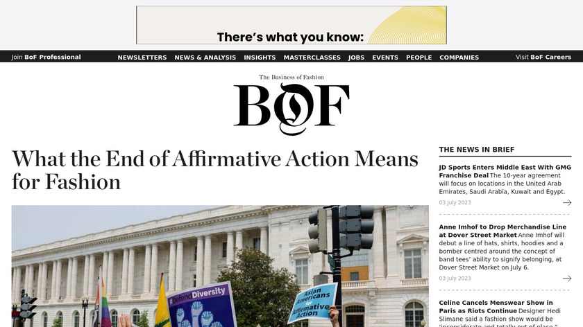 BusinessofFashion Landing Page