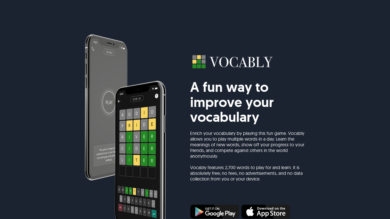 Vocably Landing page