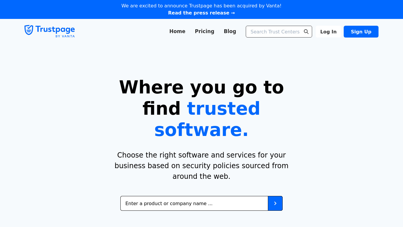 InfoSec Directory by Trustpage Landing page