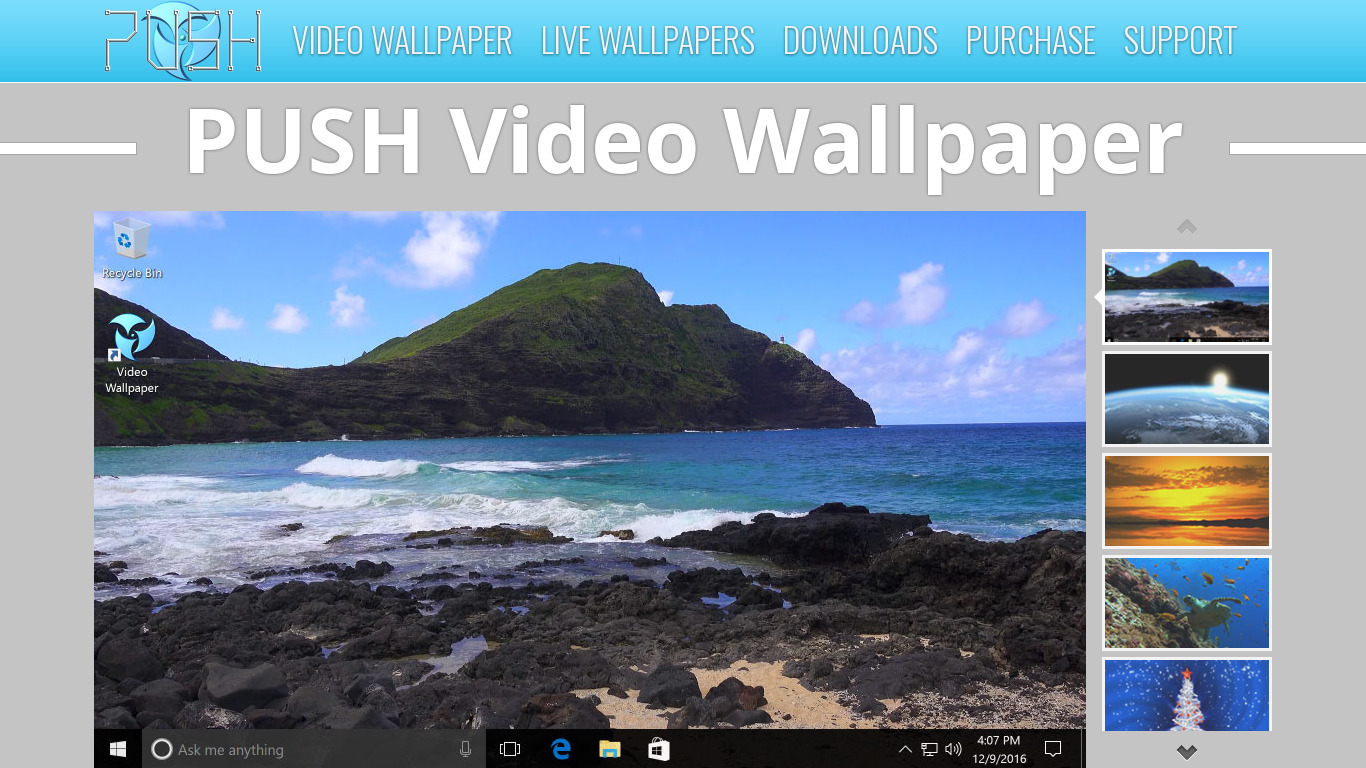Push Video Wallpaper Landing page