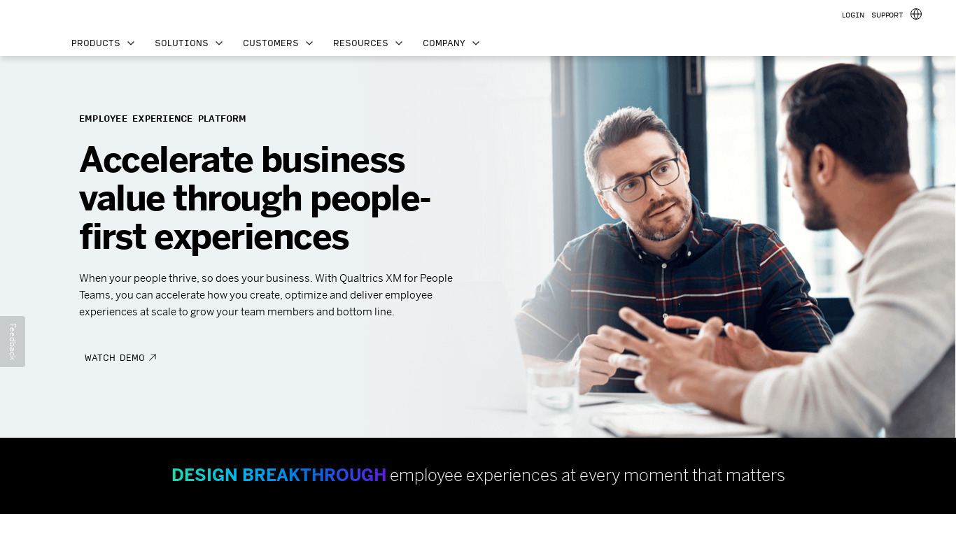 Qualtrics Employee Experience Landing page