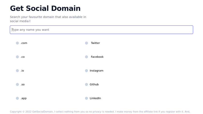 Get Social Domain Landing Page