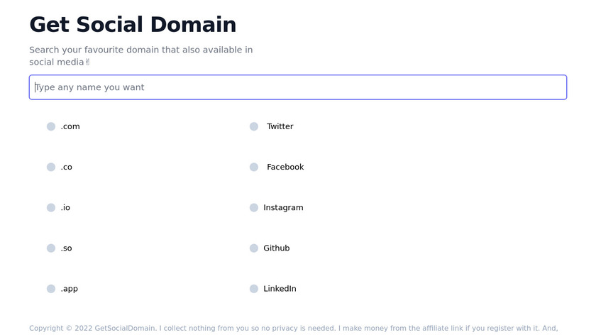 Get Social Domain Landing Page
