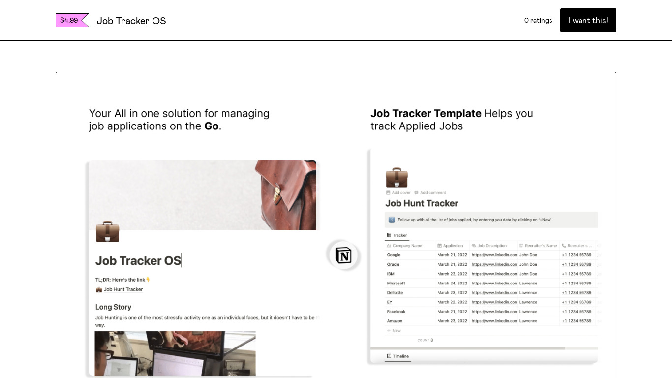 Job Tracker OS Landing page
