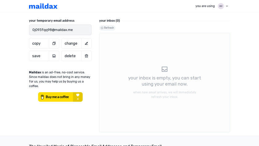 Maildax Landing Page