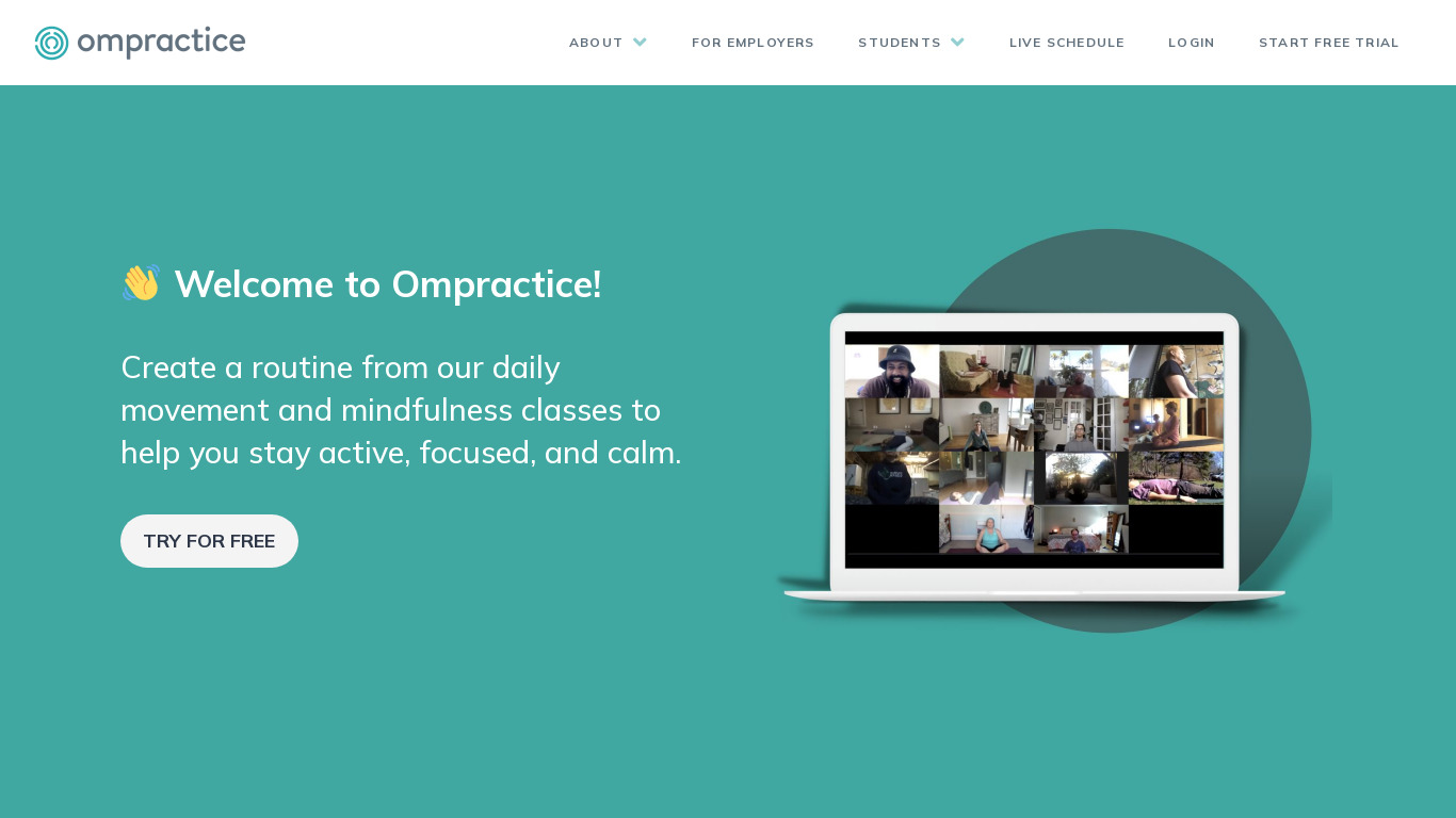 Ompractice Landing page