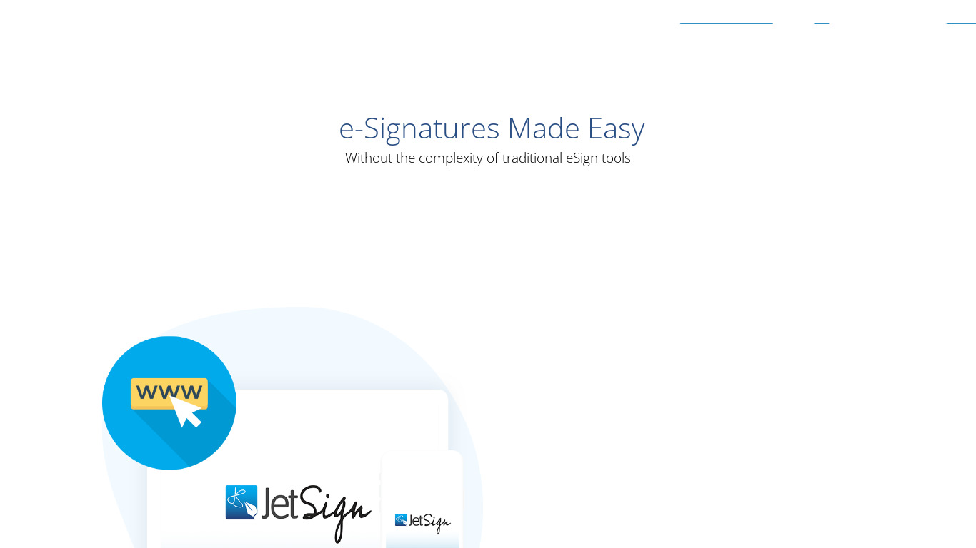 JetSign Signature App Landing page