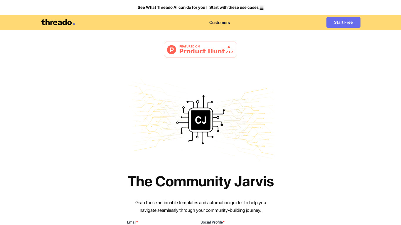 Community Jarvis by Threado Landing page