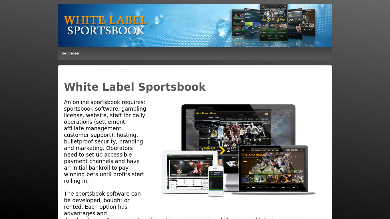 White Label Sportsbook Landing page