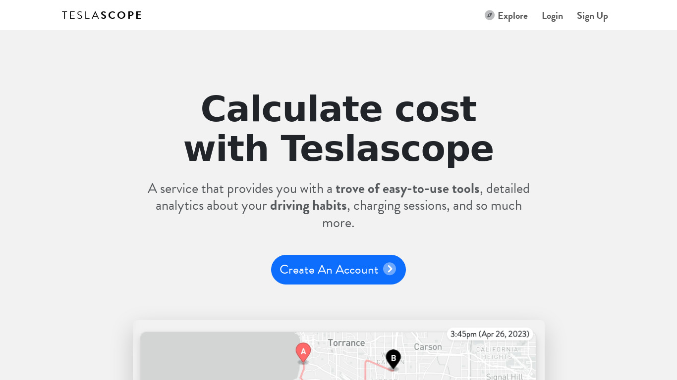 Teslascope Landing page