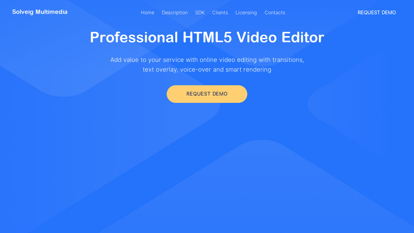 SolveigMM HTML5 Video Editor PRO Landing page