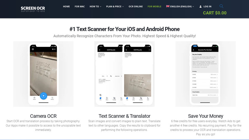 ScreenOCR for iOS Landing Page