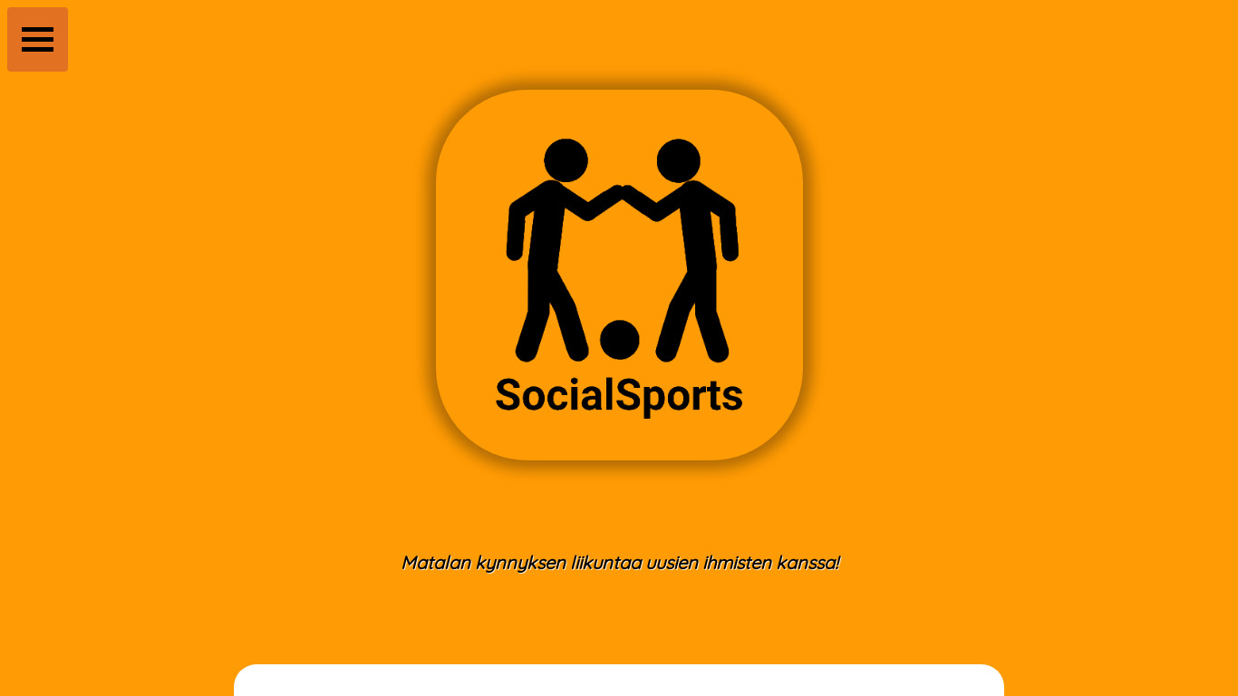 SocialSports Landing page