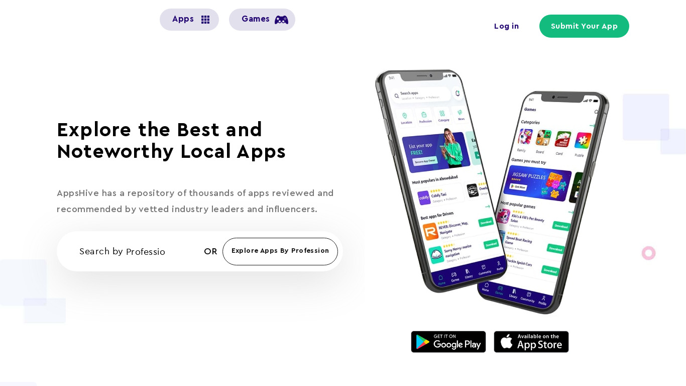 AppsHive Landing page